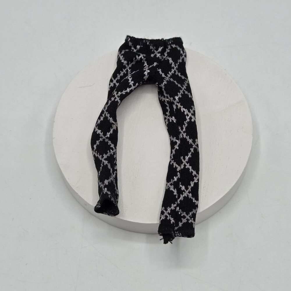 Monster High Frankie Stein Doll Black & Silver Argyle Pants Tights